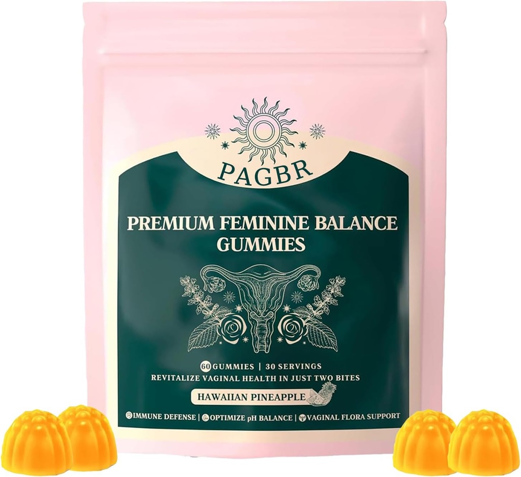 Source vitale Équilibre féminin Gummies d'ananas pour améliorer immune, sans gluten et halal, santé et bien-être Hawaïen, végétalien pour les femmes60 Gummies (1)
