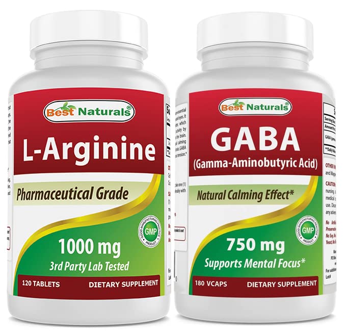 Meilleurs naturels L-Arginine 1000 mg et supplément GABA 750mg