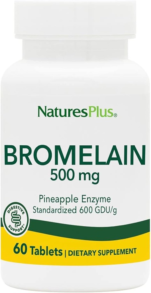 Natures Plus Bromelain - 500 mg - Supplément protéolytique naturel - 60 comprimés végétariens (60 portions)
