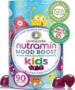 NUTRAMIN Kids Mood Boost Vitamine Vegan Gummy: Apaisant supplément de citrate de magnésium pour les enfants avec Ashwagandha et complexe de vitamine B pour se détendre et se concentrer - sans sucre, allergique-safe, non-OGM 90 ct