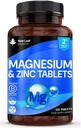 Supplément de magnésium 500mg Supplément de magnésium et de zinc - oxyde de magnésium et de zinc à forte absorption - os musculaires et fonction immunitaire saine - végétalien, non-OGM, sans gluten - 120 comprimés faciles à avaler