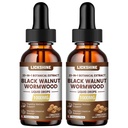2 Packs 1000MG Wormwood Black Walnut Clove Cleanse for Humans Tincture, 23-IN-1 Gut Support Supplement for Adults, 10:1 Ultra-Concentrated Liposomal Tech 98% Absorption, Raspberry Flavor, 4 Fl oz