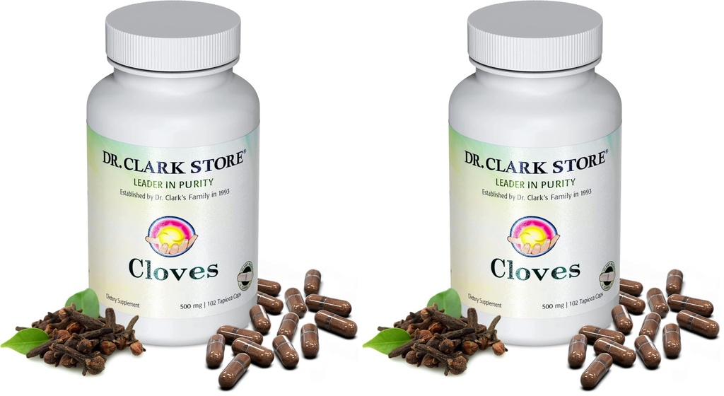 Dr Clark Store Cloves Vegetarian, 500mg, 102 Tapioca Capsules – Helps Maintain Liver Performance and Blood Circulation (Pack of 2)