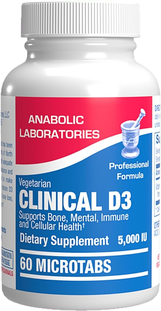 Vitamine D3 5000 UI - Supplément de vitamine D pour les hommes et les femmes pour l'humeur musculaire des dents et le soutien immunitaire - Microtabs végétariens à absorption élevée (60 jours)