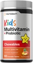 Horbäach Kids Multivitamin with Probiotics | 100 Chewable Tablets | Fruit Punch Flavor | Vegetarian, Non-GMO, Gluten Free Children's Supplement