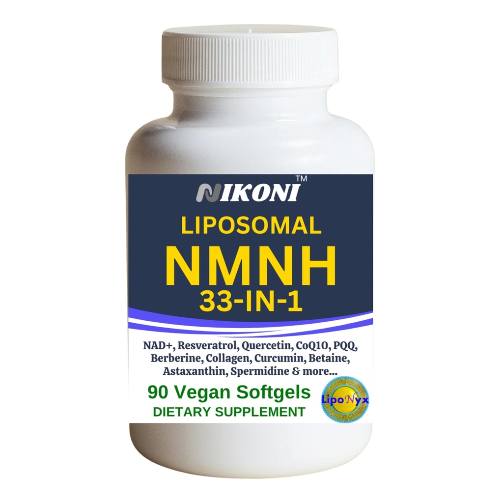 Nikoni Vegan Liposomal NMNH Softgels, 33-in-1 Formula with 1000mg NMNH per seving, NAD+ Support – Promotes Cellular Energy, Immune Health & Healthy Aging – 90 Vegan Softgels