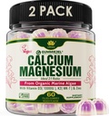 2 Pack - Calcium à base végétale 600mg avec vitamine D3 K2, Magnésium, Zinc pour la force des os, Suppléments de calcium sans sucre pour les femmes et les hommes (Végétaux certifiés) à partir d'algues rouges biologique durable