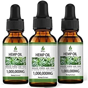 (3-Pack) Hemp Oil Drops Relief Good Mood High Potency Maximum Strength 1000,000 Natural Relax Hemp Oil