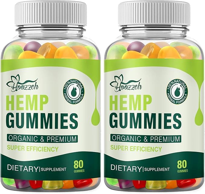Natural Hemp Gummies High Potency for Pain Sleep Anxiety Relief Edible Gummy Made with Pure Hemp Oil Advanced Extra Strength, Low Sugar Gluten Free (2-Pack)