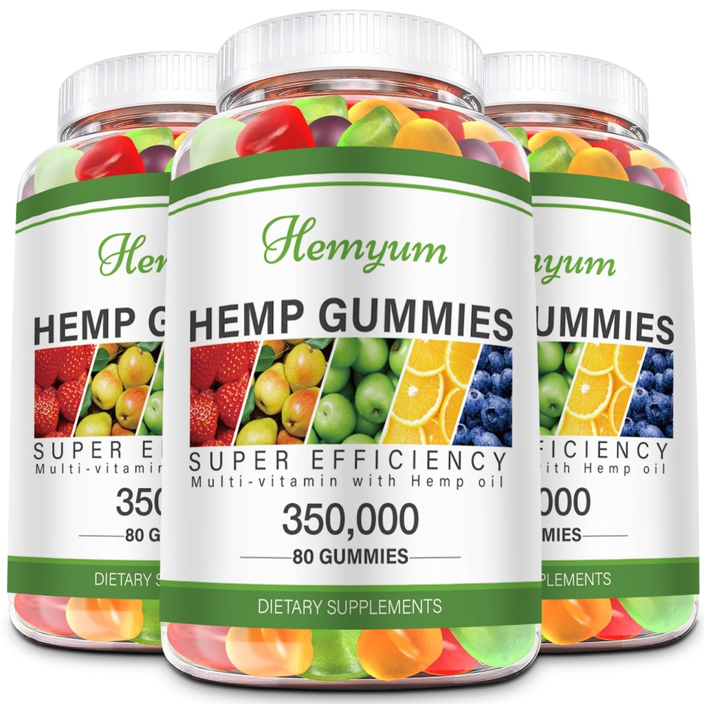 Hemp Gummies 3 Packs - for Relaxation & Restful Sleep - High Potency Organic Hemp Extract - Vegan, Non-GMO Edible Gummies