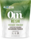 Om Mushroom Superfood Reishi Poudre de champignons organiques, 100 portions, poudre d'adaptogène biologique pour soulager le stress et la santé immunitaire