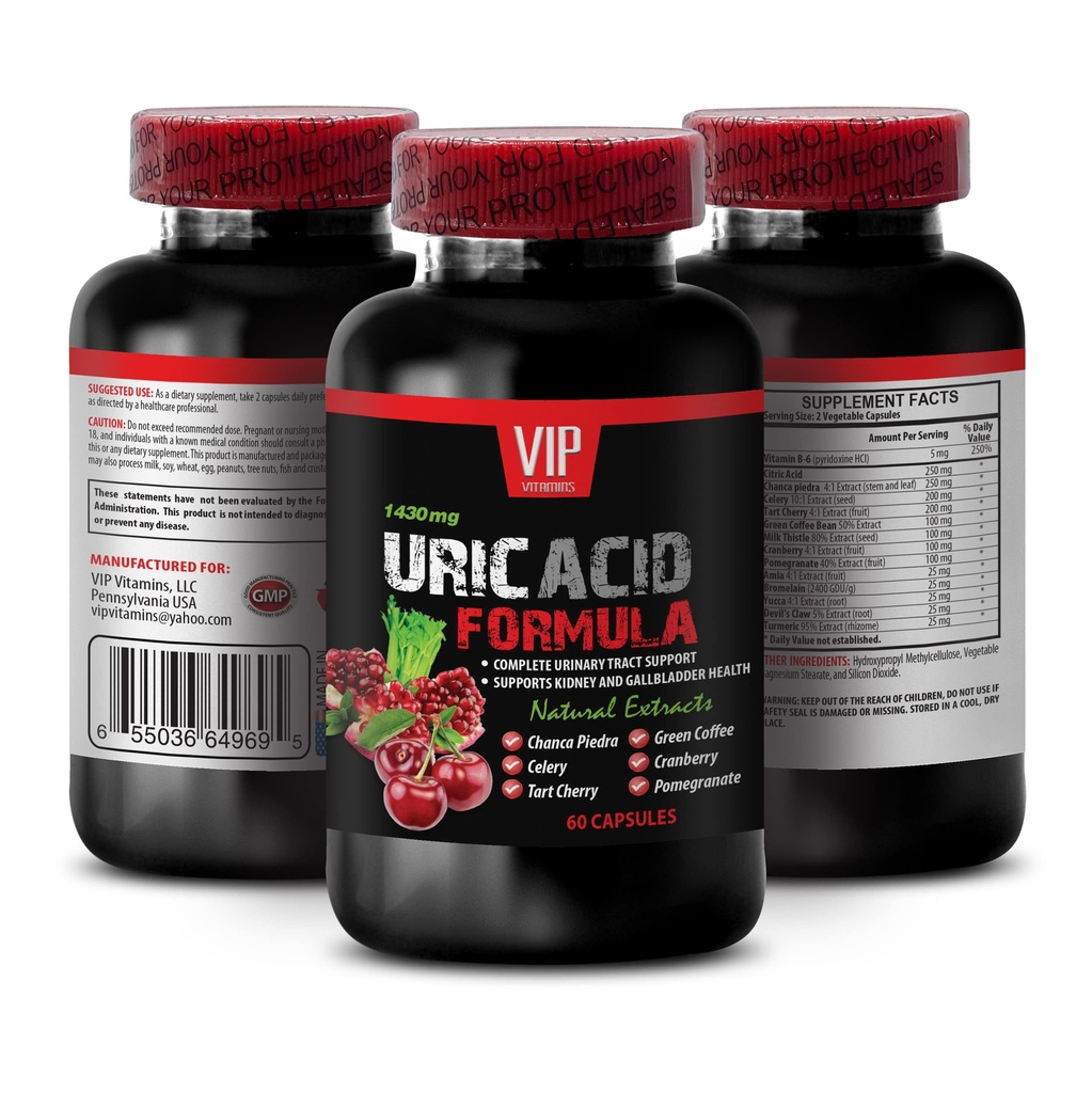 Uric acid cleanse and detox - URIC ACID CLEANS - URIC ACID FORMULA - uric acid flush pills, uric acid formula advanced complex, Pomegranate, Milk Thistle, Green Coffee Bean 1 Bottle 60 Capsules