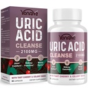 Yonrave Uric Acid Cleanse & Detox - Tart Cherry Capsules, Celery Seed Uric Acid Supplement – Kidney, Joint and Sleep – 90 Veggie Capsules（1 Bottle）