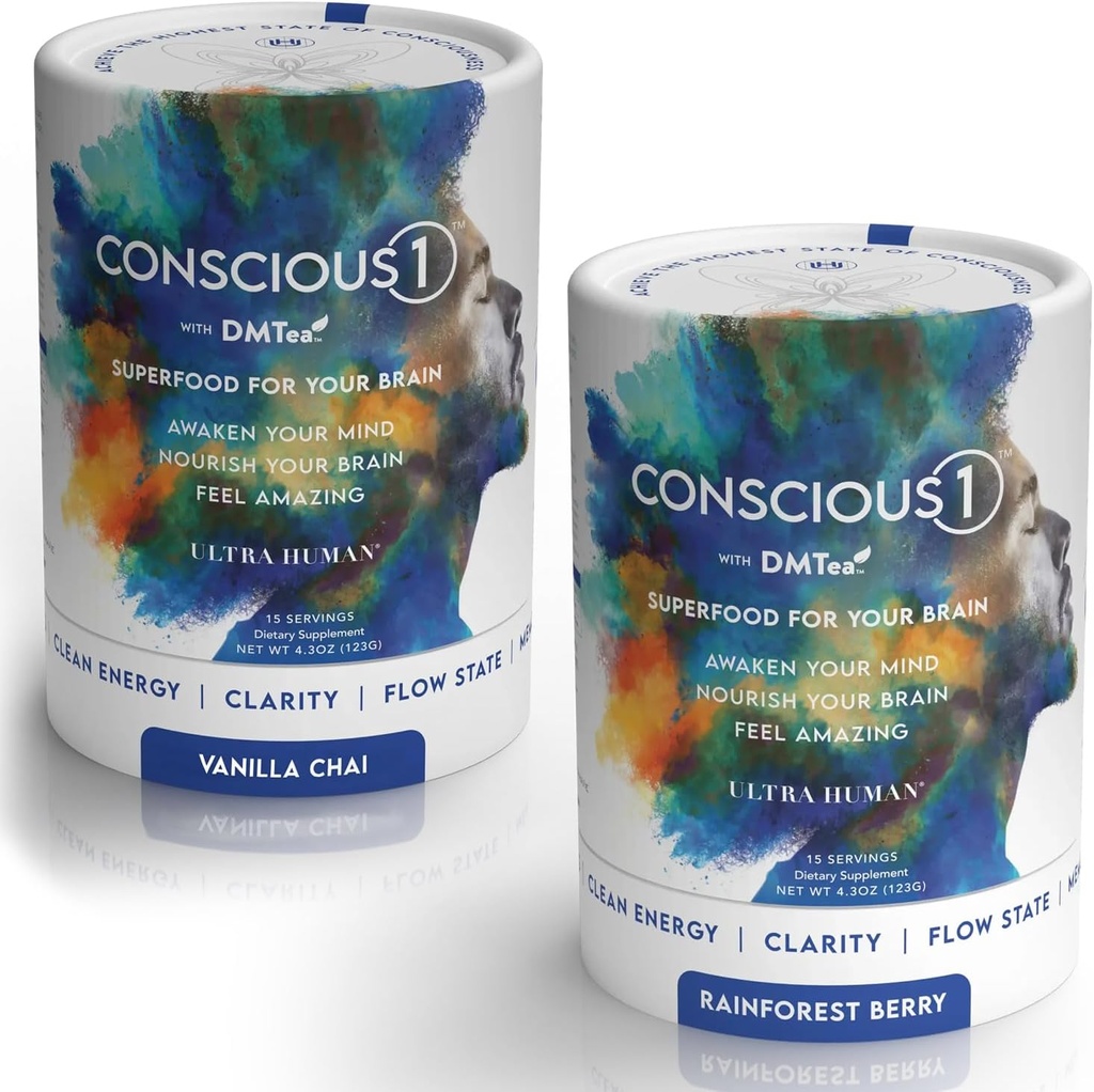 Ultra humain CONSCIOUS1 - Focus Boosting Superfood Blend Vanilla Chai & Rainforest Berry Variety Pack