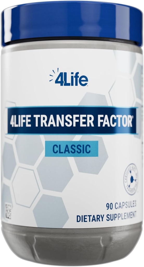 4Life Transfer Factor Classic - avec Colostrum de vache pour la réponse immunitaire améliorée, la reconnaissance et la mémoire - pour les 2 ans et plus - 90 Capsules Veggie