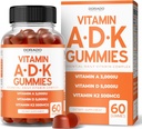 Gommies ADK Vitamine D3 K2 (60 Gommies sans sucre) Vitamine D3 K2 10000iu/ 5000iu - Supplément avec D & K - 10 Supplément végétalien - Délicieux parfum de framboise - Non OGM et USA Fabriqué - 60 Compte