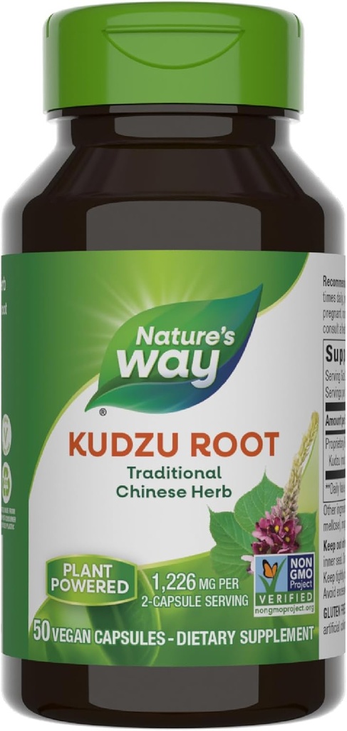 Nature's Way Kudzu Root, 1 226 mg par portion de 2 capsules, projet non-OGM vérifié, 50 capsules véganes (paquetage May Vary)