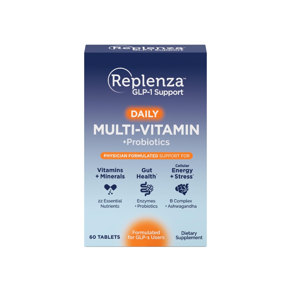 Replenza Daily GLP-1 Nutritional Support Supplement, Essential Vitamins and Minerals, Support for Gut Health, Stress and Cellular Energy – 60 Tablets