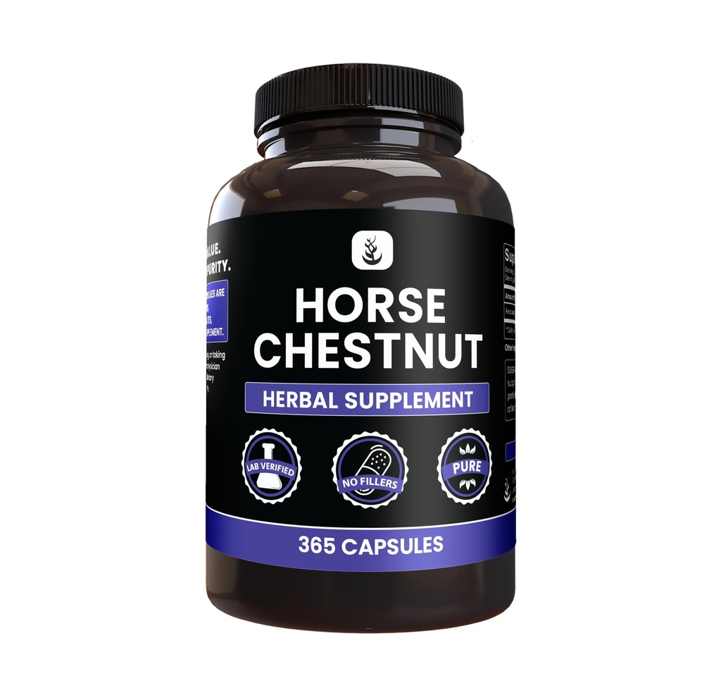 PURE ORIGINAL INGRÉDIENTS Châtaigne de Cheval (365 Capsule), Pas de Magnésium ou de Rice Fillers, Toujours Pure, Verified Lab