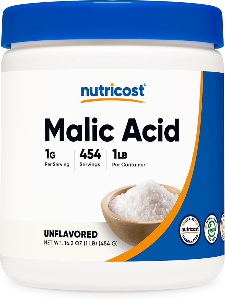 Poudre d'acide malique Nutricost 1LB - Sans gluten, sans OGM (454 grammes)