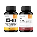 Sandhu's Vitamin D3 K2 Bundle with Zinc Quercetin Capsules | Supports Immune, Energy, Skin, Teeth & Muscle Health