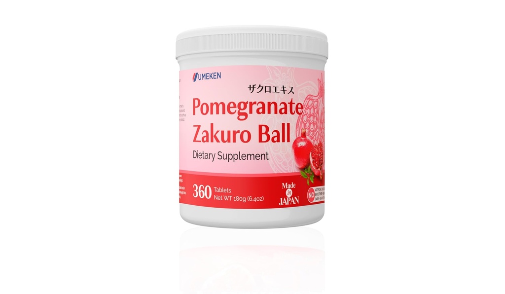 Omeken boules de grenade, supplément à croquer avec vitamines naturelles, minéraux, acides citriques et tannins, suppléments de grenade japonais pour les femmes, 2 mois d'approvisionnement, 360 bouteilles de comptage, paquet de 1