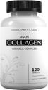 Laboratoires de recherche Promo 120 pilules de collagène - 6000 mg. Support anti-âge de la fécule d'herbe pour la peau, les articulations, les tendons, les os, les cheveux et les ongles. Paléo Friendly. Collagène Peptides Supplément en poudre