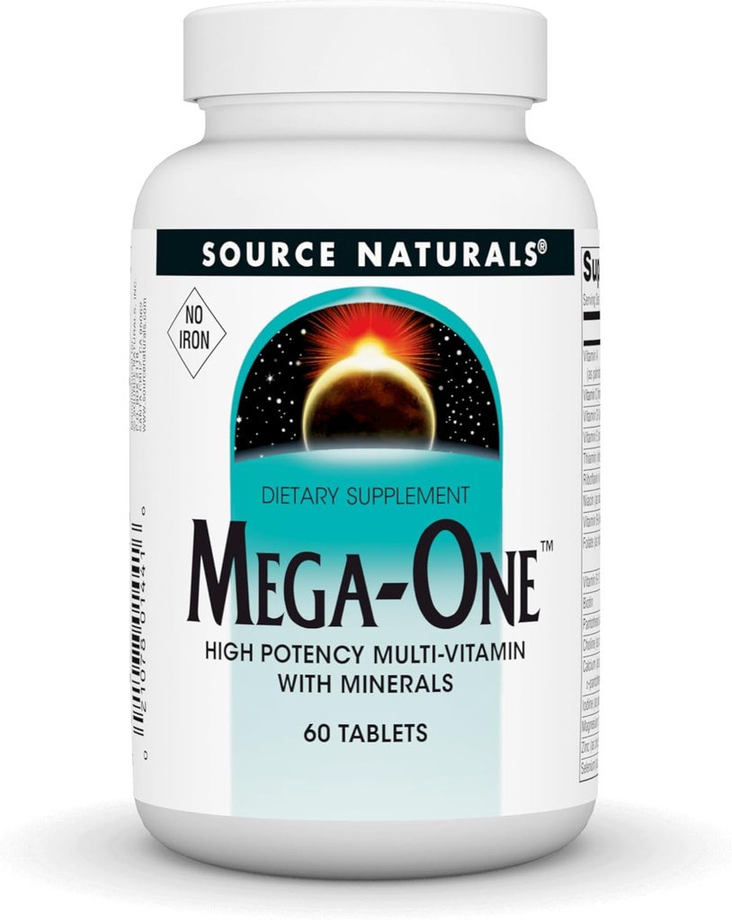 Source Naturals Mega-One Multiple Pas de comprimé de fer, 60 Nombre