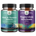 Ensemble d'Avancé Supplément Cerveau pour Mémoire et Focus et Glycinate de Magnésium pour Adultes - Supplément Mémoire pour Brain Fog Clarity Énergie et Rappel - Soutien du sommeil Immunity & Bone Health