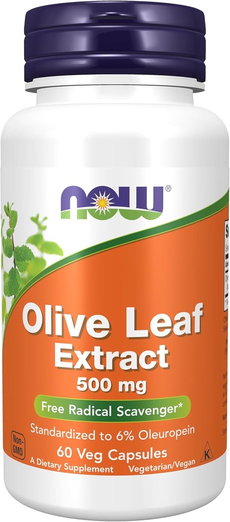 MAINTENANT Compléments alimentaires, Extrait de feuille d'olive 500 mg, Récupérateur radicalaire libre*, 60 gélules