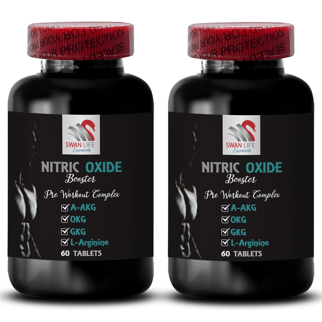 Nitric oxide supplements for men - NITRIC OXIDE BOOSTER - L-Arginine, Strength formula, Energy support, Training focus, Endurance formula, Power mix, Muscle support, Exercise energy 2 Bottle 120 Tabs