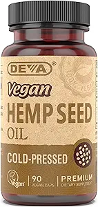 DEVA Capsules d'huile de chanvre vierge végétalienne – pressée à froid, non raffinée, 90 Nombre