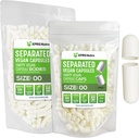 XPRS Nutra Vegan Taille 00 Capsules séparées - 500 Compte Capsules vides Premium Séparées dans des sacs - 00 Pills vides pour le remplissage de supplément bricolage (blanc)