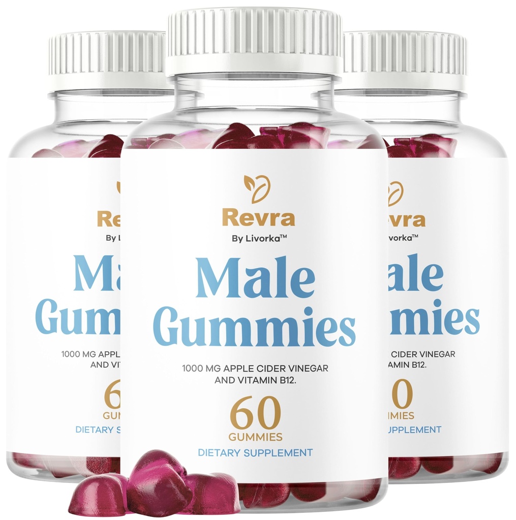 (3 Pack) Revra Gummies - Official Revra Gummys for Men Premium Natural Ingredients - Maximum Strength, Supplement Daily Energy Advanced Formula for Overall Health & Wellness, 180 Gummies for 3 Months