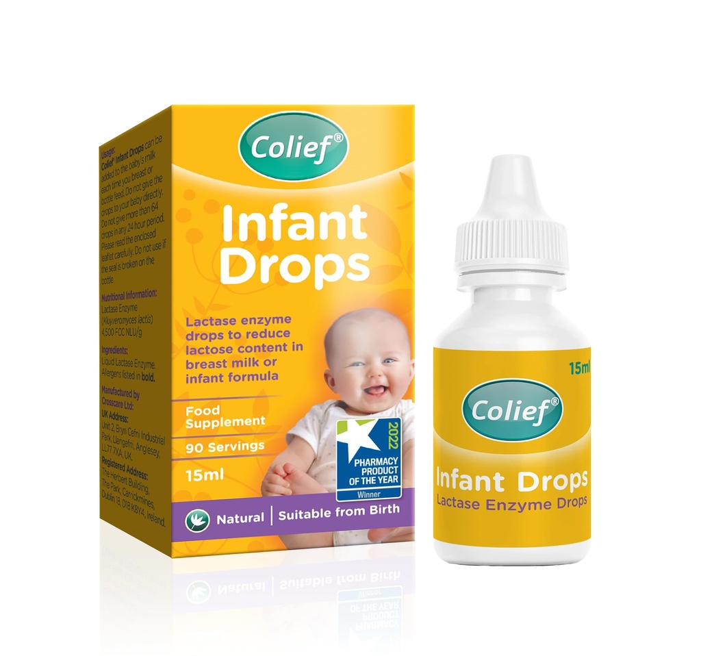 Colief Infant Drops | Lactase Enzyme Drops for Baby | Natural Colic Relief for Babies | Reduces Bloating, Gas and Crying | Safe from Birth (15ml)