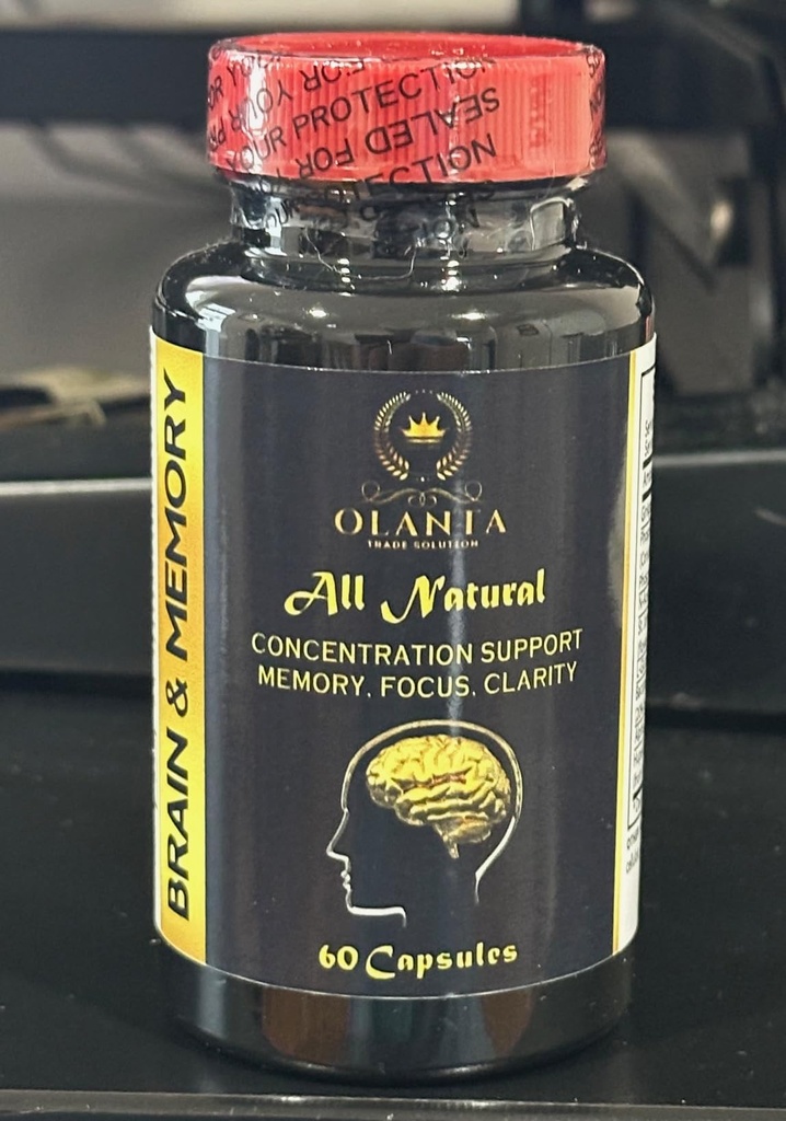 Brain Memory Supplement - Supplement for Brain Support Focus Capsules with Ginkgo Biloba, St. John's Wort, Support Energy with Vitamin B12-1 Bottle 60 Capsules