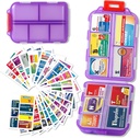 Pill Organizer with Medicine Labels Travel Daily Pill Container Mini Organizer Storage Pill Organizer Travel Essentials Pill Case 7 Day (Purple et 161 Lables)
