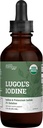 Iodine, iode et iode de potassium organiques de Lugol 2% Solution 3000 mcg - gouttes de supplément liquide pour le soutien thyroïde pour les femmes et les hommes, métabolisme santé, détox boost - non-OGM, 395 portions (2 Oz)