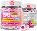 Vitamines de croissance des cheveux Gommies liquides - Biotine 5000mcg, Peptides de collagène hydrolysés, Omega 3-6-9, Acide hyaluronique, Méthylfolate, méthylcobalamine - Supplément cheveux, peau et ongles sains pour les femmes