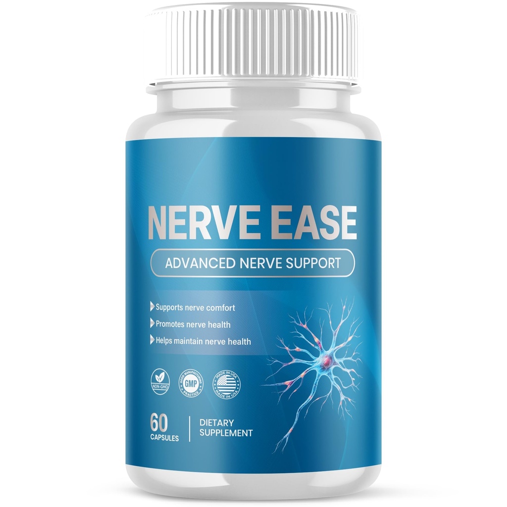 Nerve Ease Capsules, NerveEase Pills with All Natural Ingredients, Advanced Overall Health and Wellness Vitamin Supplement Formula for Maximum Strength Multivitamins Support (60 Capsules)