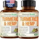 Supplément curcumin curcumin curcumin curcumin avec graines de chanvre et extrait de baume de citron – santé et mobilité conjointes – humeur calme et sommeil reposé – avec poivre noir pour absorption – supplément joint pour les hommes et les femmes - 2 pack