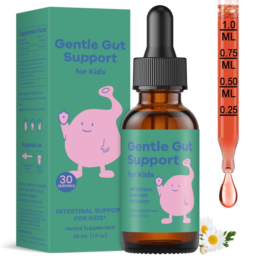 Parasite Cleanse for Kids - Natural Wormwood, Black Walnut & Clove Herbal Supplement - Gentle Digestive Support & Gut Balance Liquid for Children - Raspberry Flavor, 30 Servings