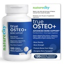 NatureCity True-Osteo Plus Bone Support with Ashwagandha – for Strength & Density – Plant-Based Calcium with Organic AlgaeCal, Magnesium, Vitamin D3, K2, Silicon & Stress Support | 120 Veggie Capsules