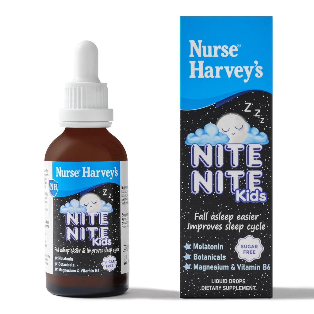 Nurse Harvey's Nite Nite Kids Sleep Support Liquid – with Melatonin, Botanical Extracts, Vitamin B6 & Magnesium Bisglycinate – Gentle Bedtime Aid for Children - Sugar-Free – 1.69 Fl Oz