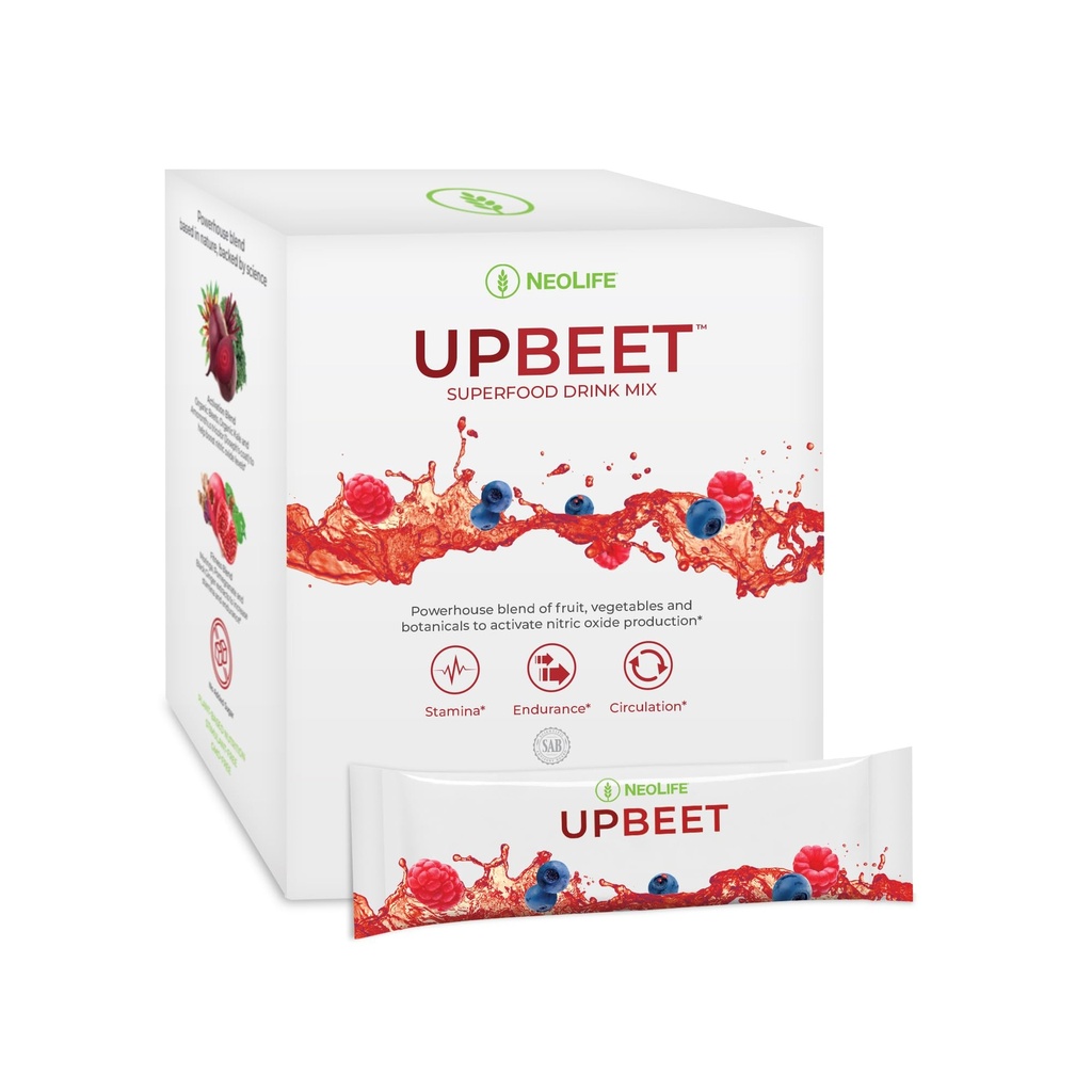 NeoLife UPBEET Drink Mix - Nitric Oxide Blend with Beet Root Powder, Kale, Pomegranate, Super Beets, Moringa & Black Ginger, Blood Pressure Supplements, Mixed Berry Flavor, 30 Sticks