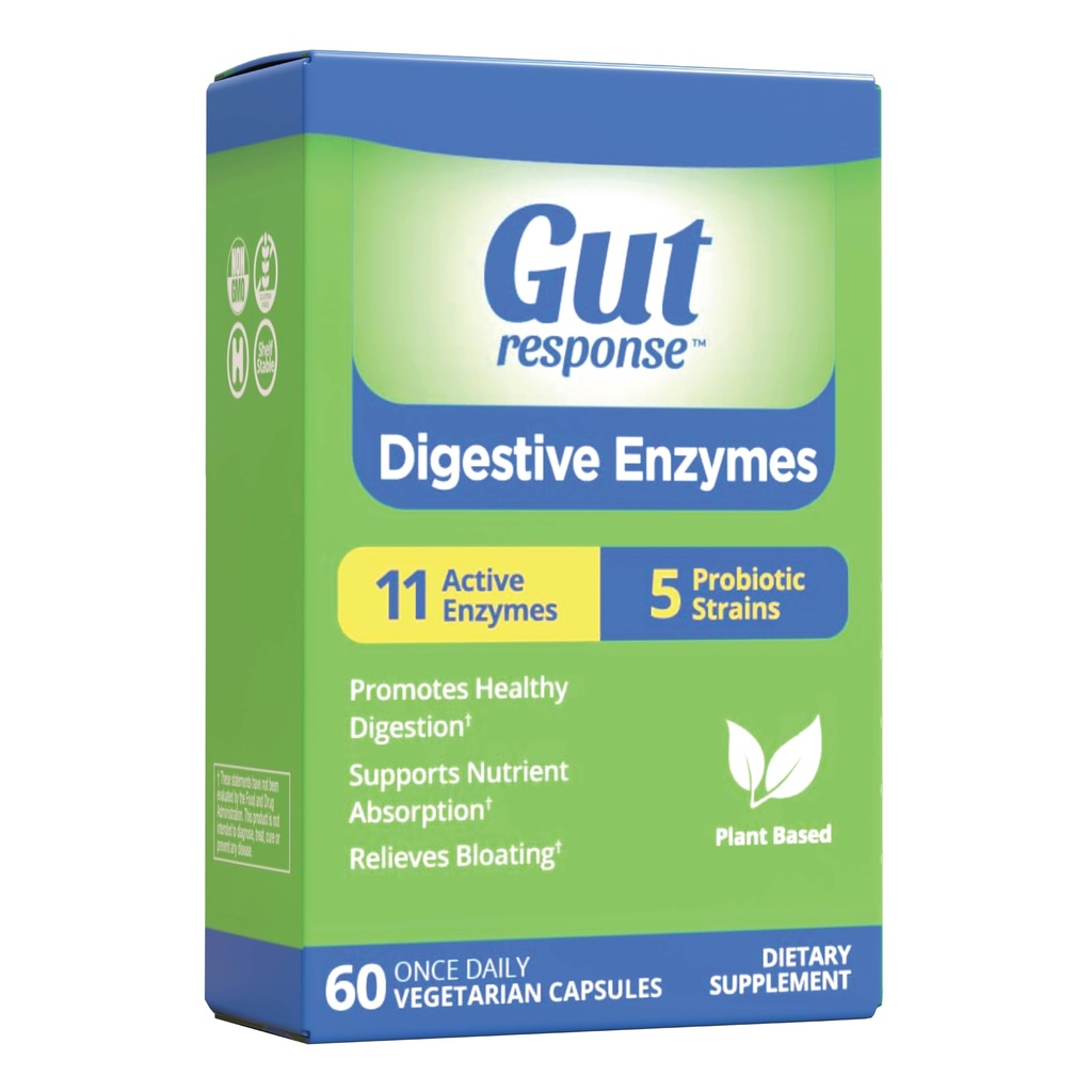 Enzymes digestifs, support digestif, soulagement du gonflement, 5 souches probiotiques, 11 enzymes actives, 60 capsules