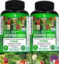 Potent Garden 2-Pack Bio Superfood Greens, Fruits et Veggie Supplément Riche en vitamines et antioxydants avec Alfalfa, Beet Root & Tart Cherry pour stimuler l'énergie, l'immunité et la santé de Gut, 120 Ct