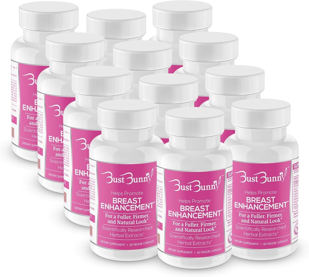 Bust Bunny Breast Enhancement Pills - Vegan Friendly - 12 Month Supply | #1 Natural Way to Enlarge Breast and Increase Bust Size