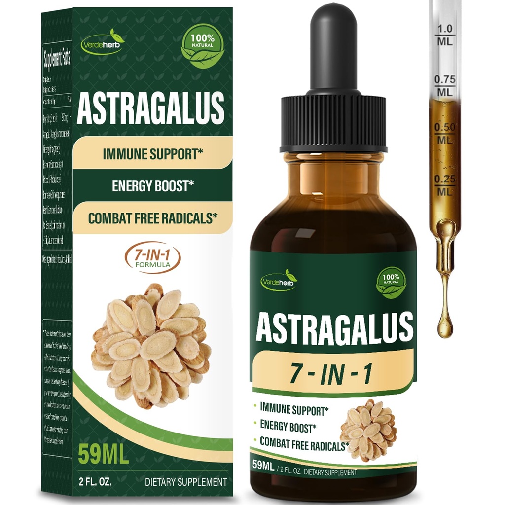Astragalus Root Extract gouttes à base de plantes pour le support du système immunitaire, Immunity Health & Energy Boost Tecture Suppléments avec Rhodiola Rosea, Echinacea, Elderberry, Reishi, Ginseng. Huang Qi. 2oz