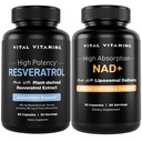 Vitamines vitales Capsules de resvératrol + NAD+ Supplément